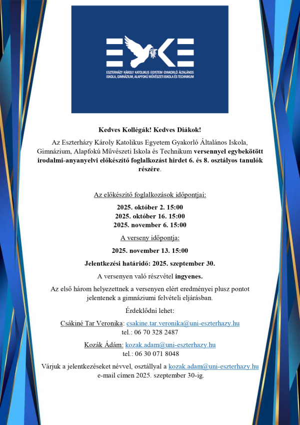 Orodalmi-anyanyelvi előkészítő foglalkozást hirdetünk 6. és 8. osztályos tanulók részére!